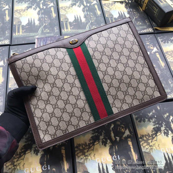 GUCCI古馳 新款 523359pvc啡 高端品質 Wcb系列 超薄 拉鏈GG Supreme 高級人造帆布手包  ydgq3271
